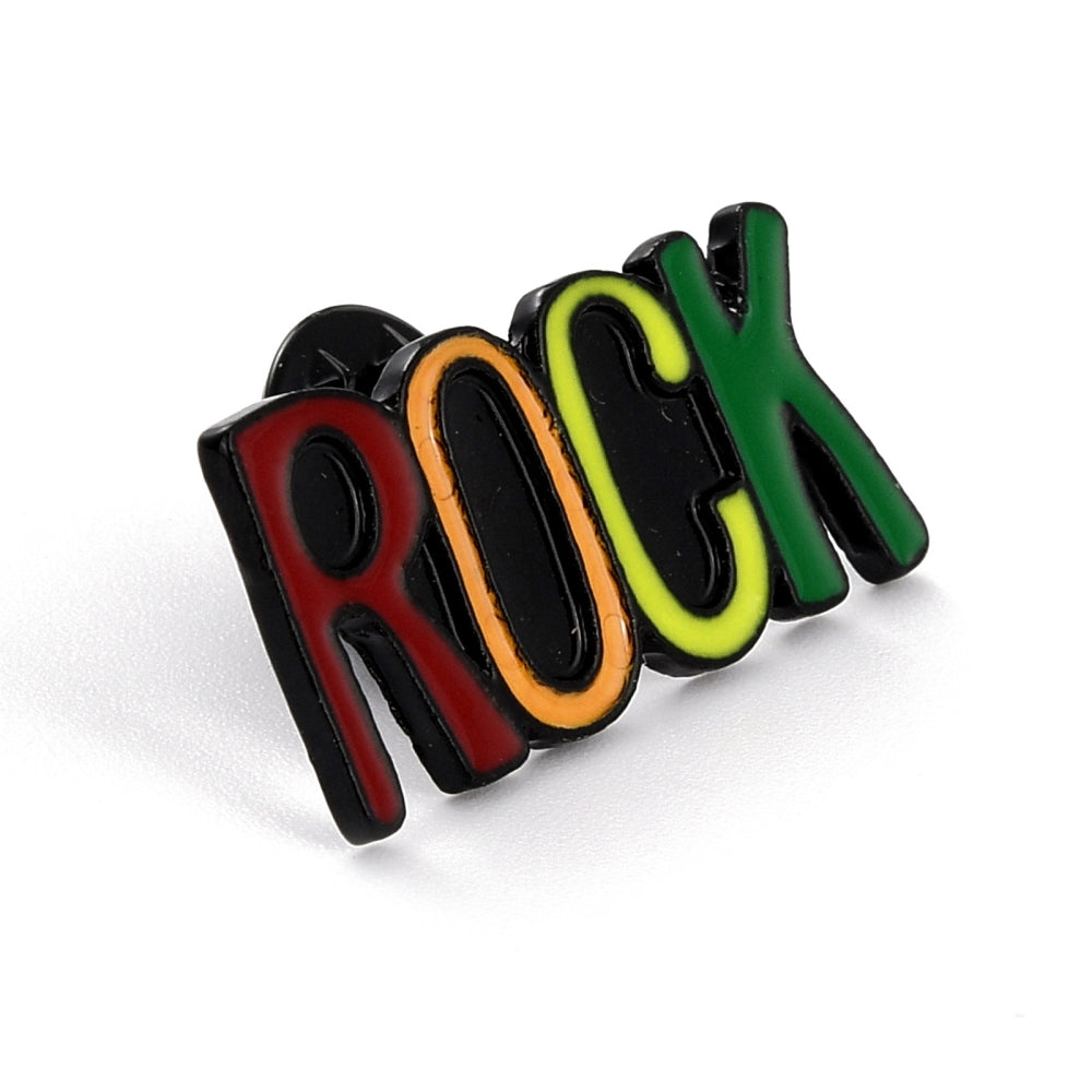 Rock word enamel pin