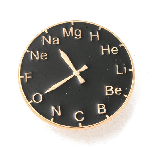 Element clock enamel pin