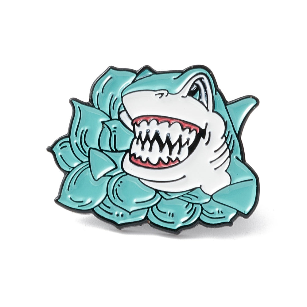 Shark enamel pin