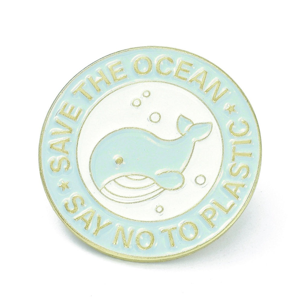 'Save the ocean say no to plastic' enamel pin