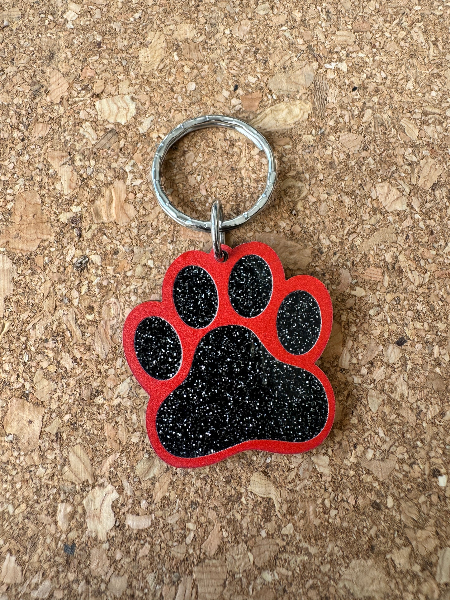 Glitter Paw Print Keyring