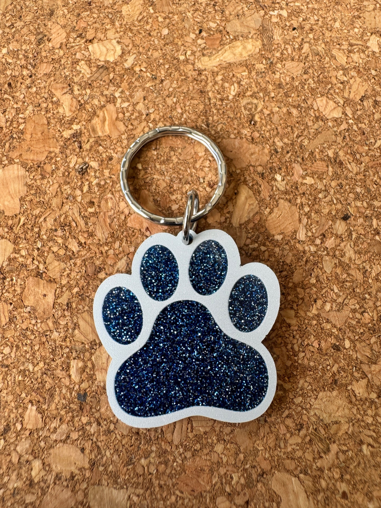 Glitter Paw Print Keyring