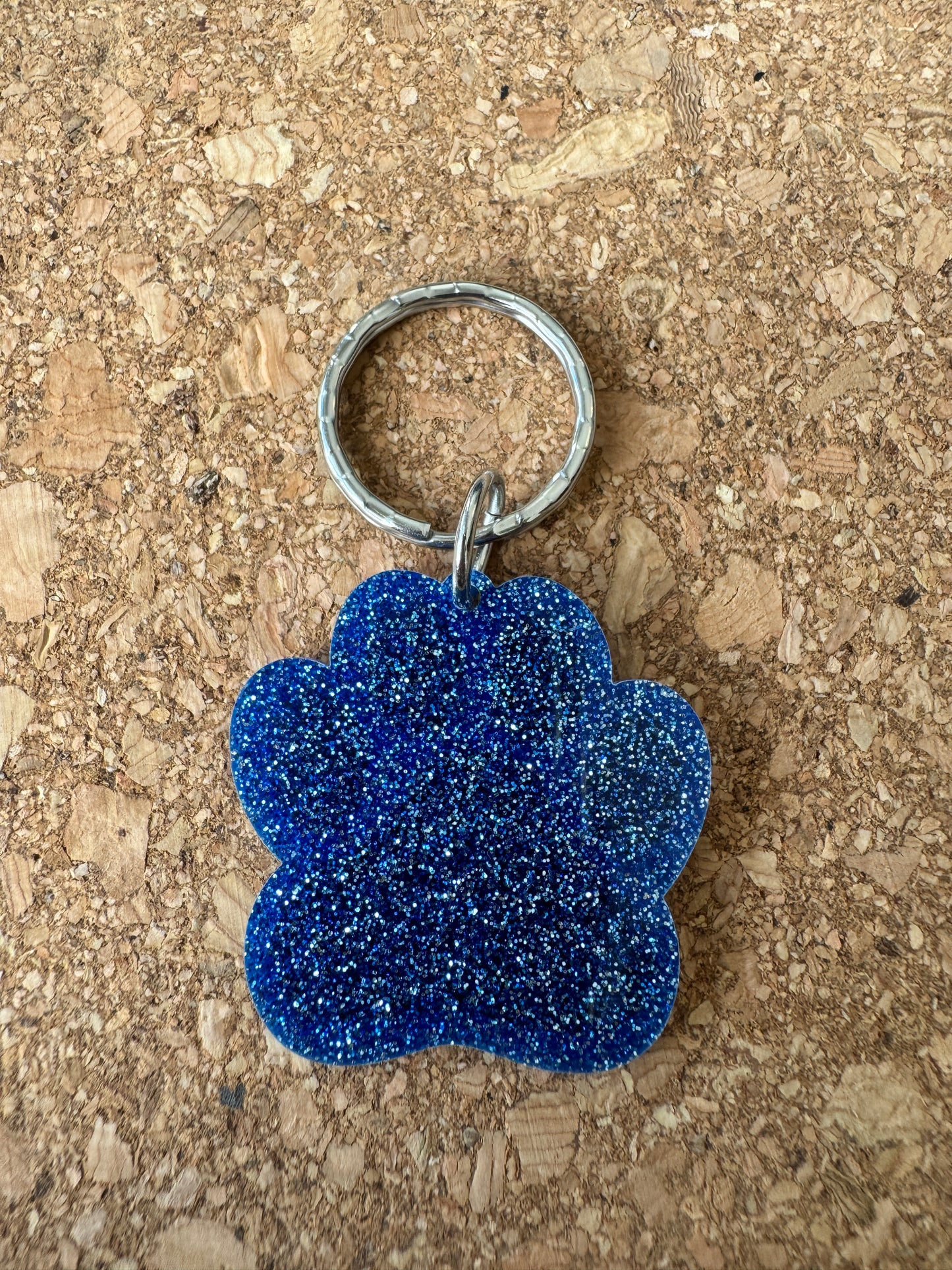 Glitter Paw Print Keyring