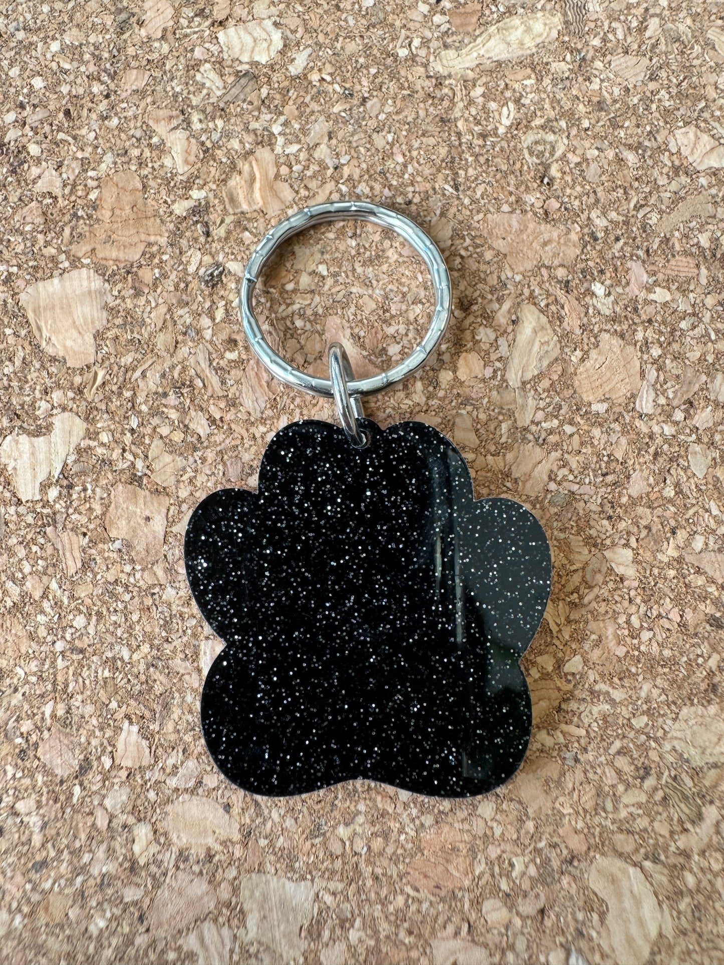 Glitter Paw Print Keyring