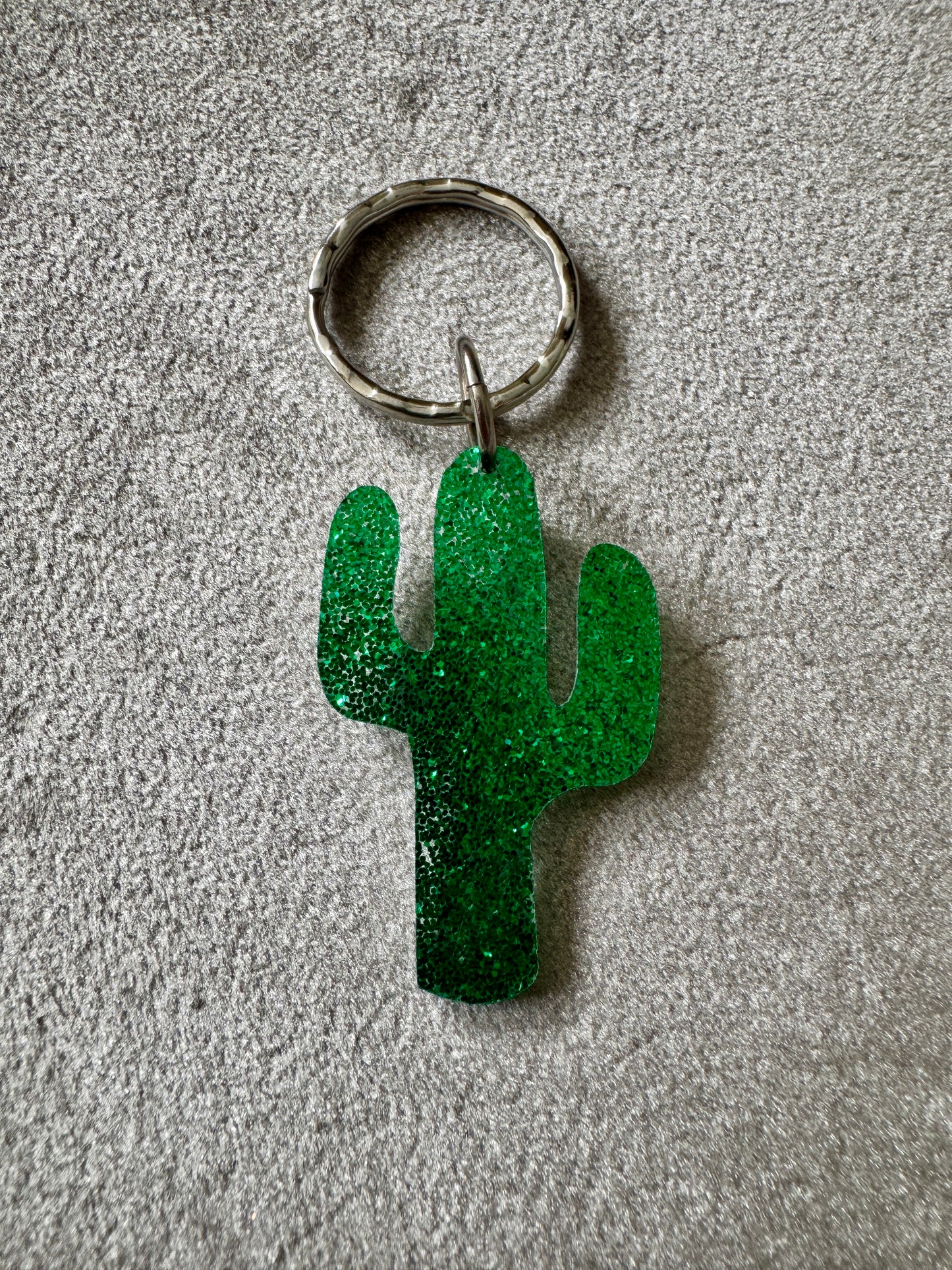 Glitter cactus keyring