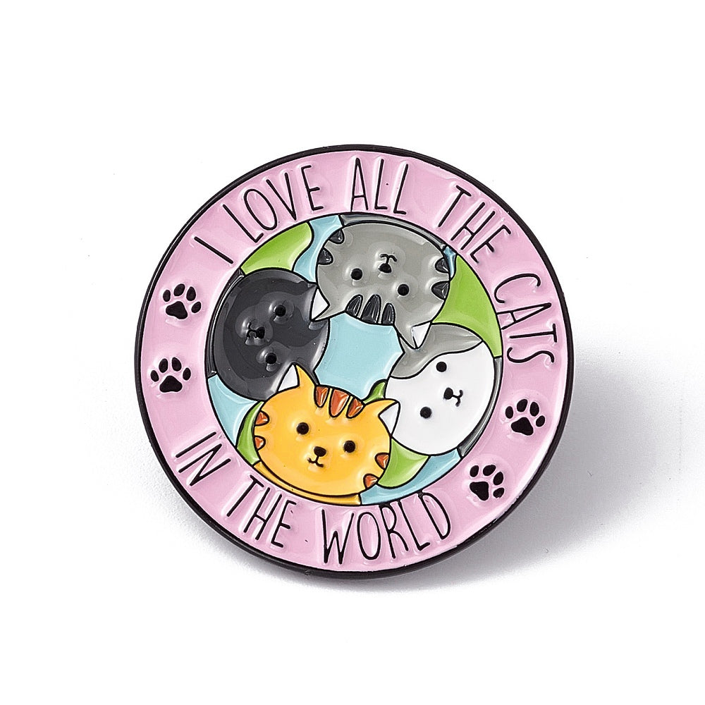 'I love all the cats in the world' enamel pin