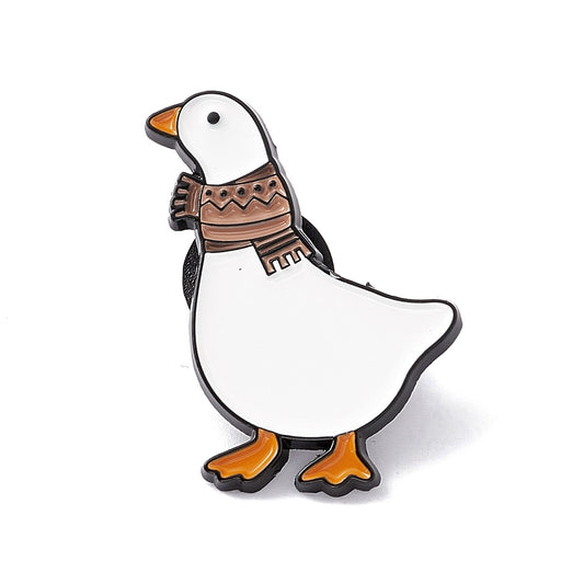 Goose duck with scarf enamel pin