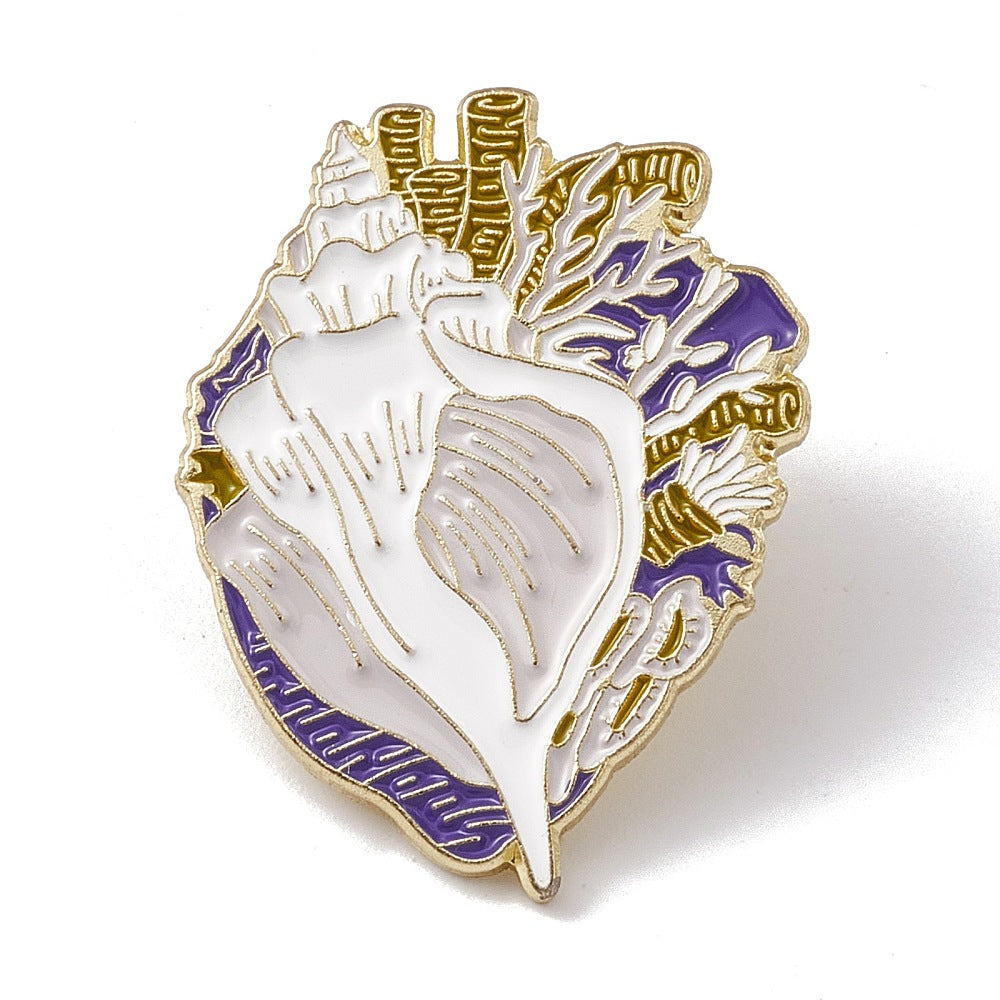 Shell anatomical heart enamel pin