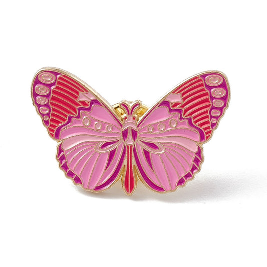 Bright pink butterfly enamel pin