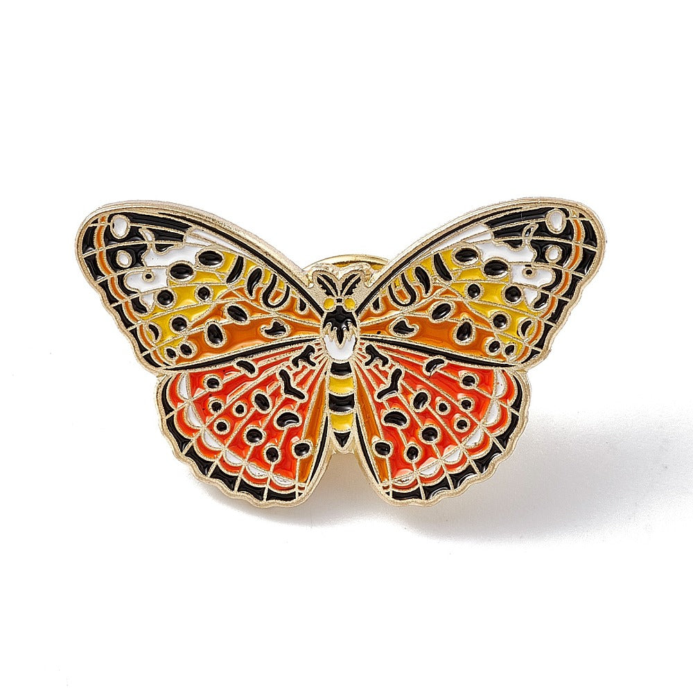 Orange butterfly enamel pin