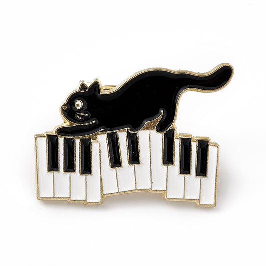 Cat piano keys enamel pin