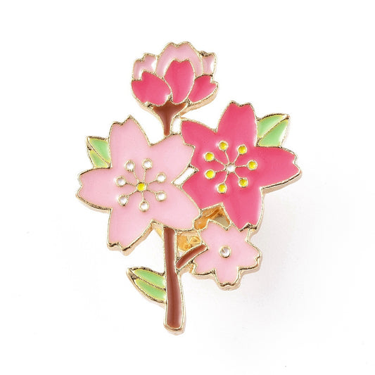 Pink flower bunch enamel pin