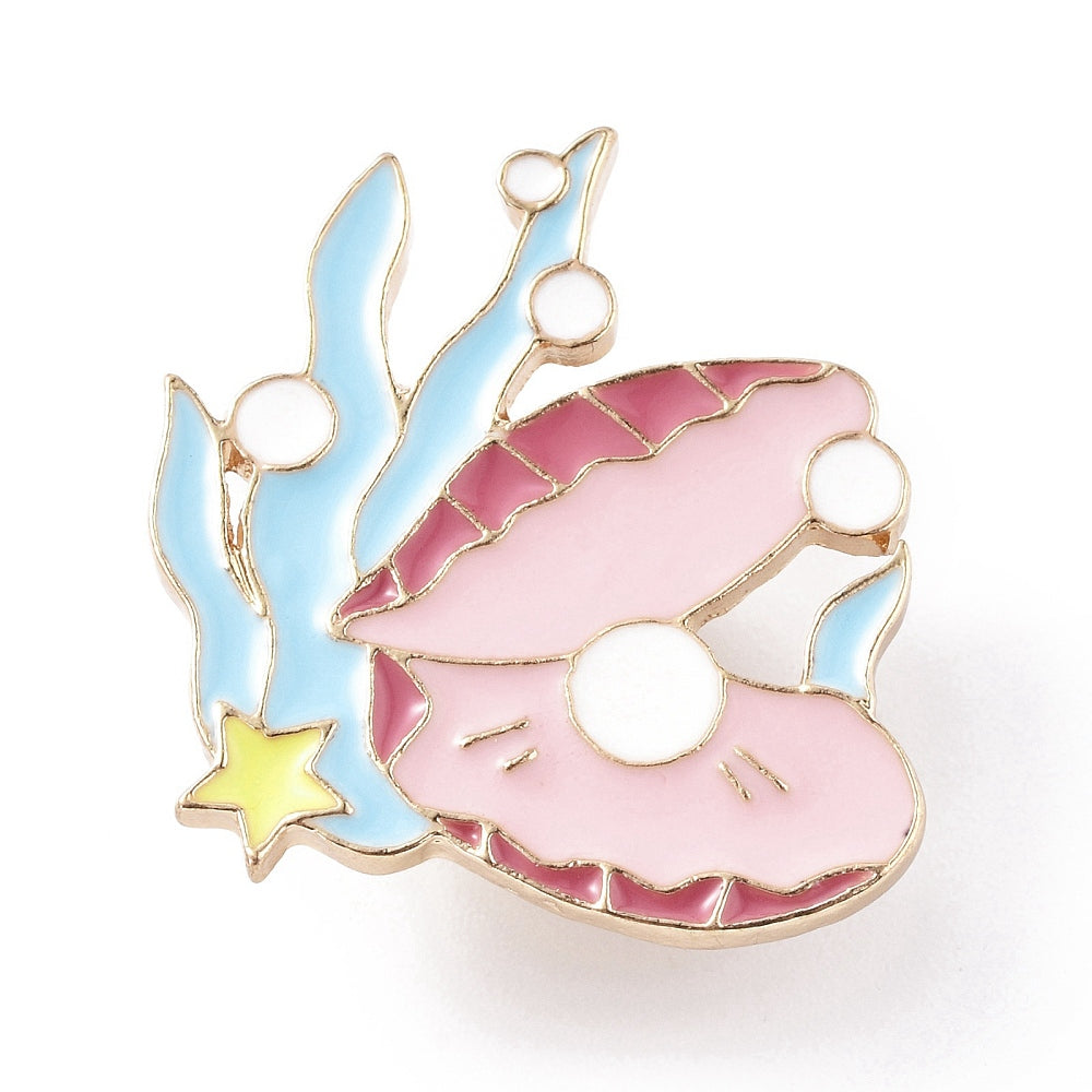 Pearl shell in the sea donut enamel pin