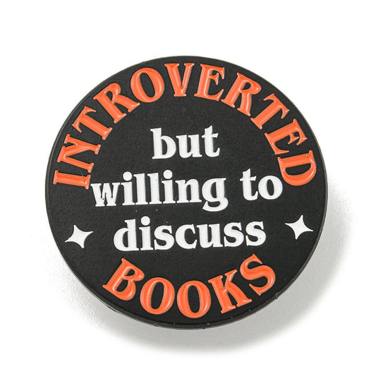 'Introverted but willing to discuss books' enamel pin