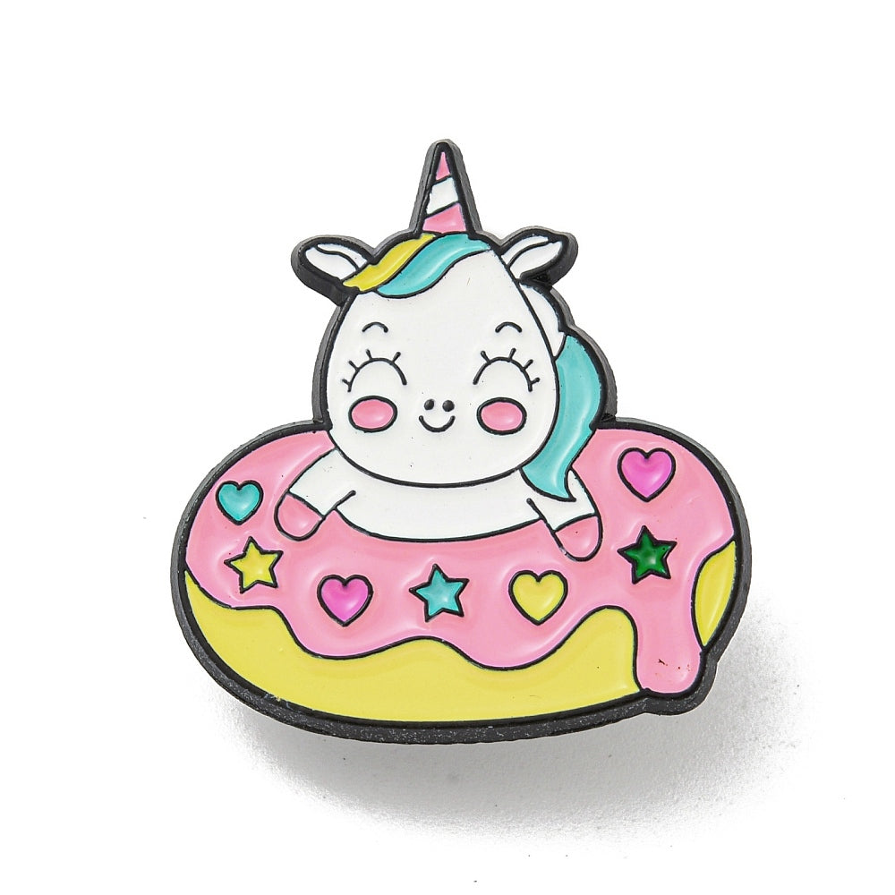 Unicorn in donut floaty enamel pin