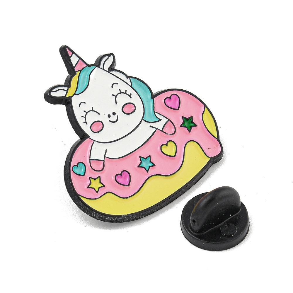 Unicorn in donut floaty enamel pin