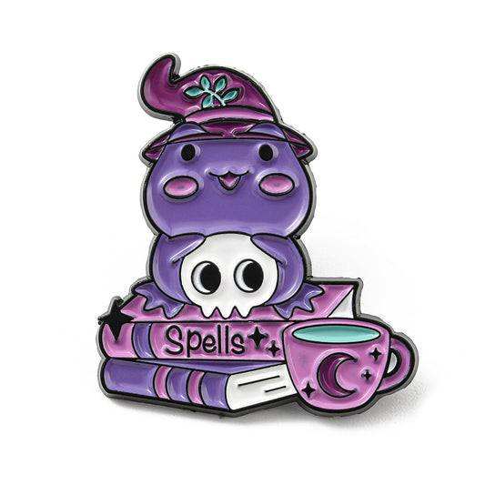 Purple frog book enamel pin