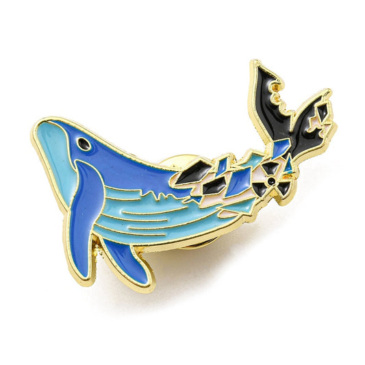 Whale vessel strike enamel pin