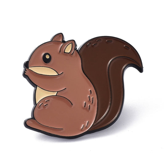 Brown squirrel enamel pin