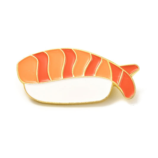 Prawn sushi enamel pin