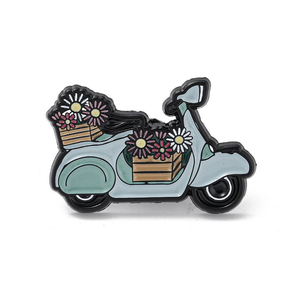 Blue moped enamel pin