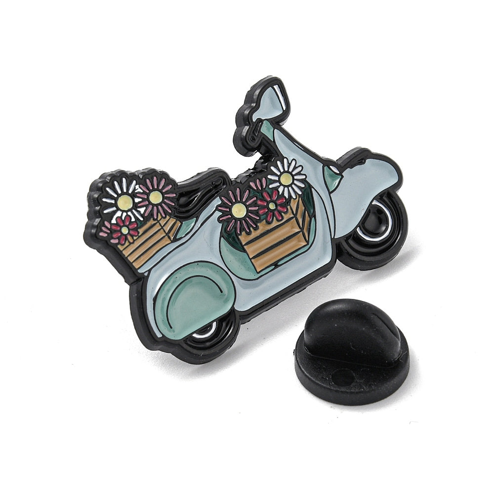 Blue moped enamel pin