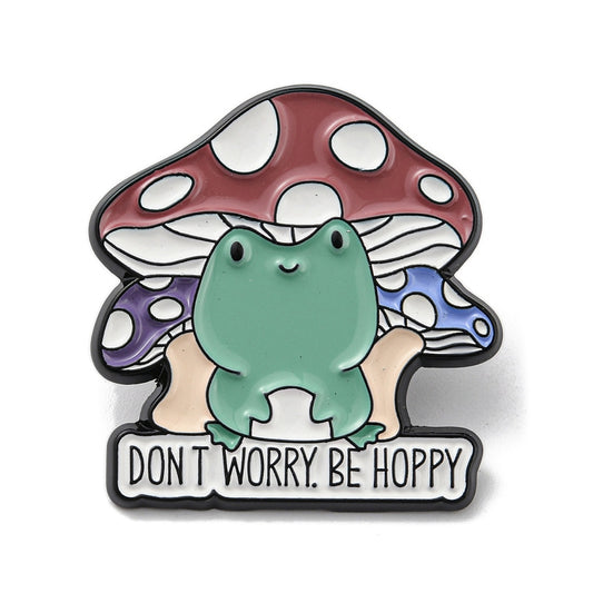 Frog 'don't worry be hoppy' enamel pin