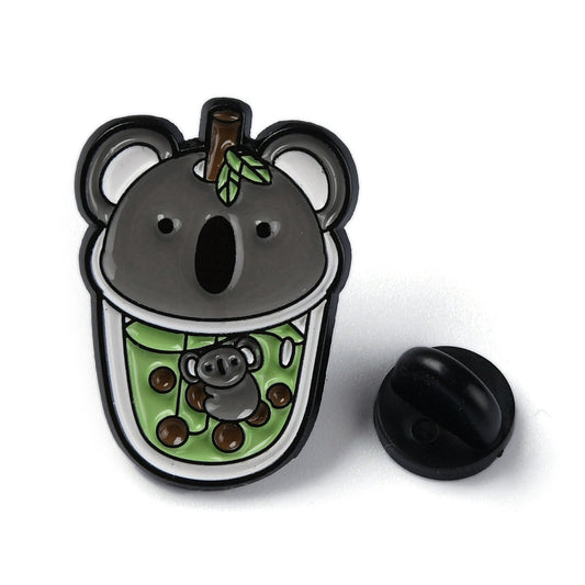 Koala bubble boba tea enamel pin