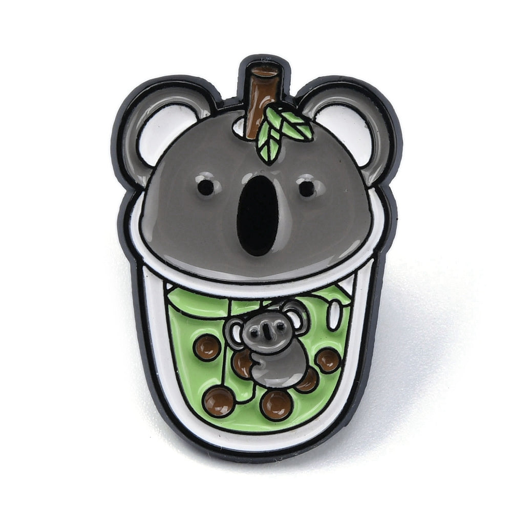 Koala bubble boba tea enamel pin