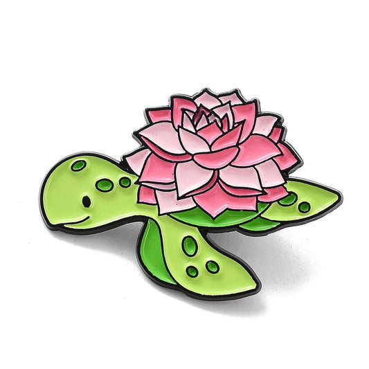 Lotus turtle enamel pin