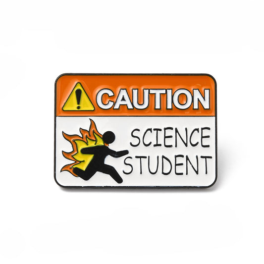 'Caution science student' enamel pin