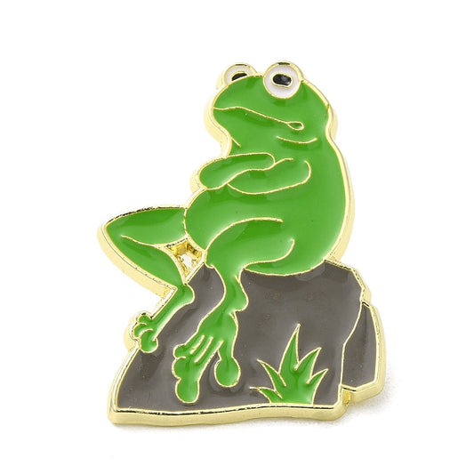 Thinking frog enamel pin