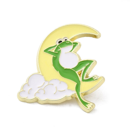 Moon frog enamel pin