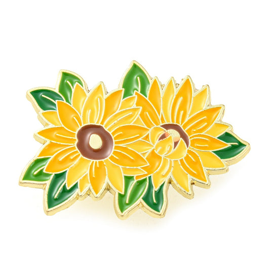 Pair of sunflowers enamel pin