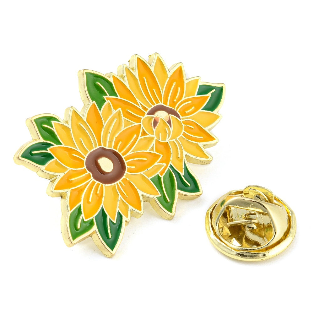 Pair of sunflowers enamel pin