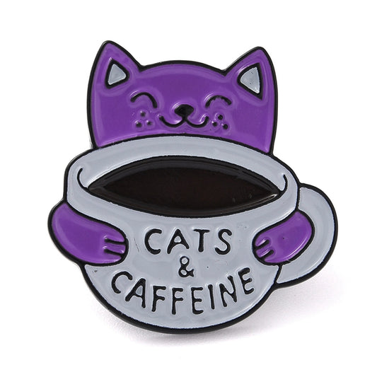 'Cat's and caffeine' enamel pin