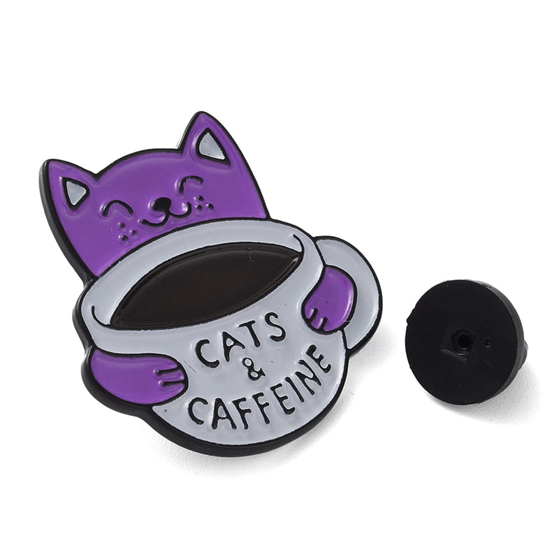 'Cat's and caffeine' enamel pin