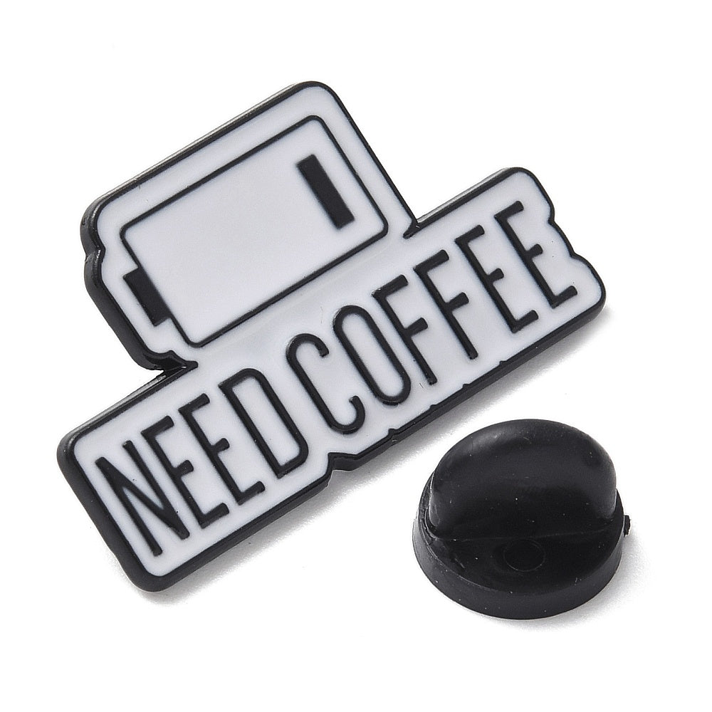 'Need coffee' enamel pin