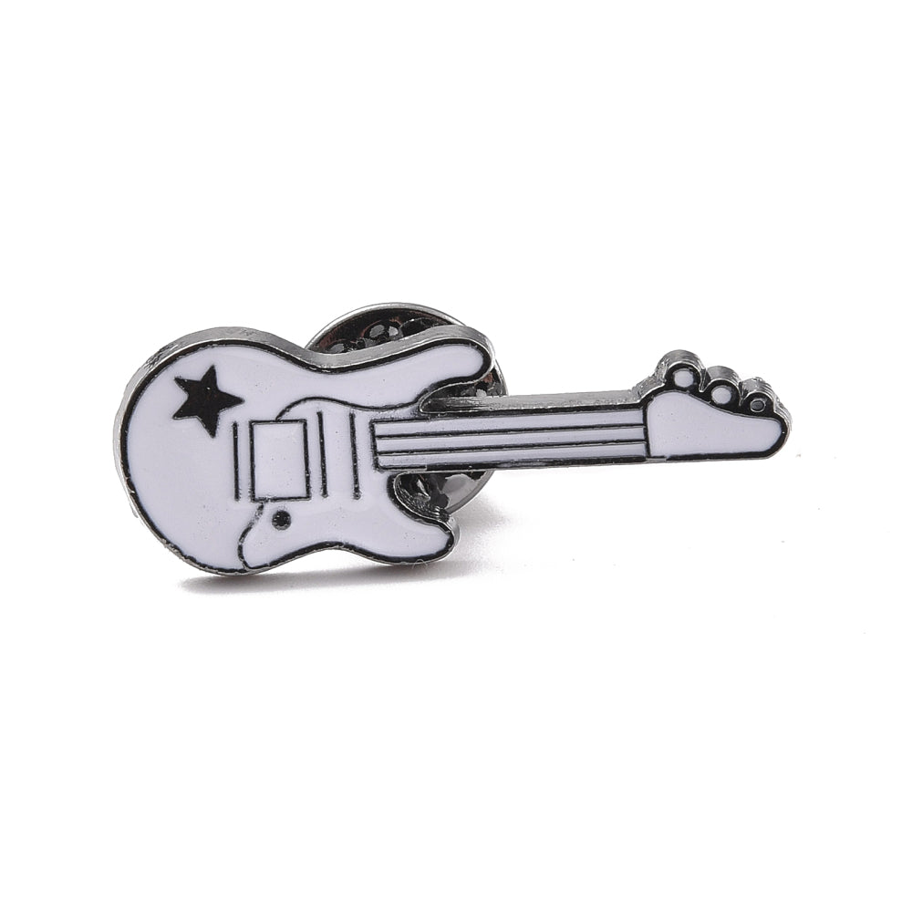 White guitar enamel pin