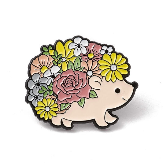 Flower hedgehog enamel pin