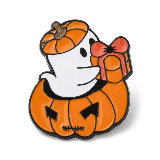 Pumpkin ghost enamel pin