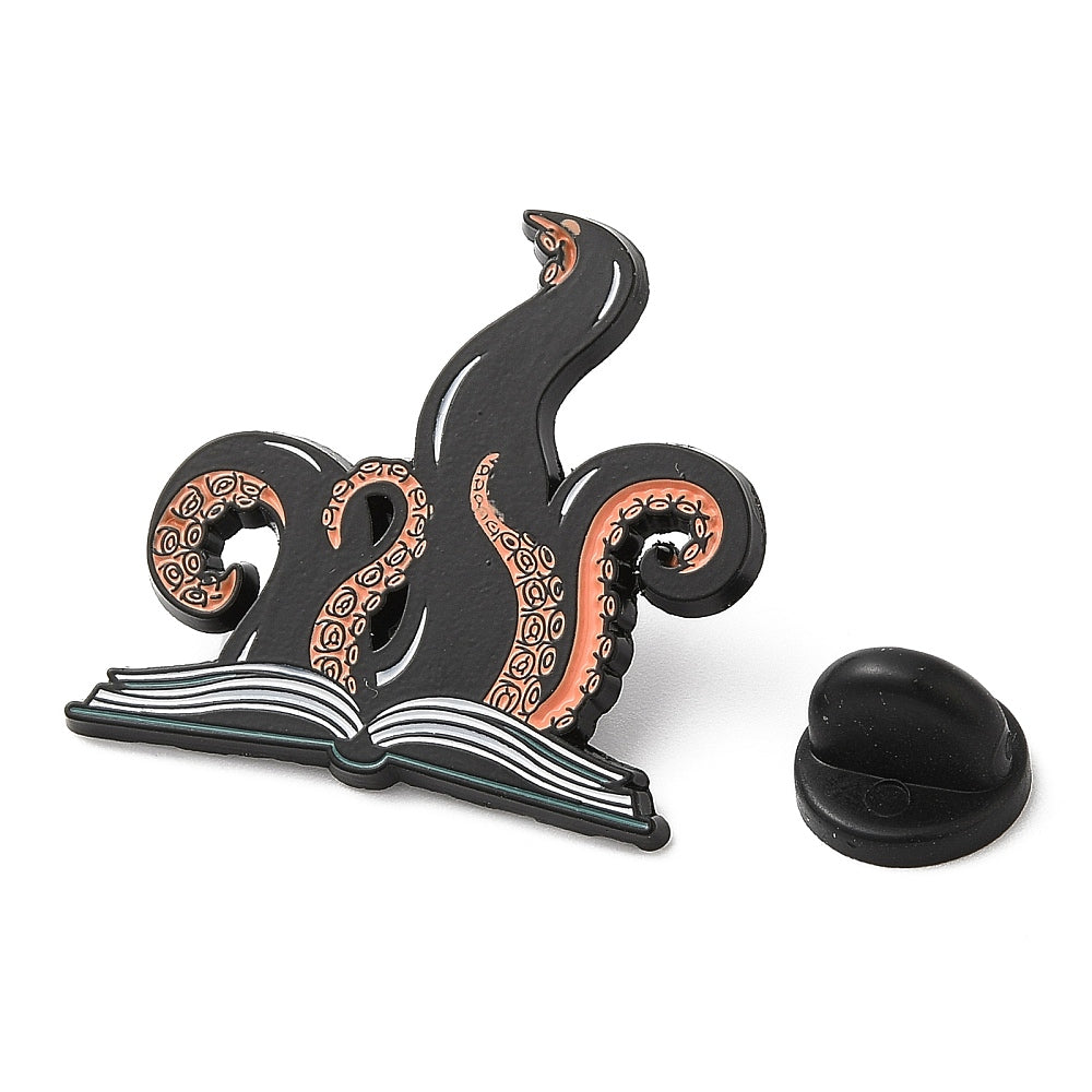 Octopus book enamel pin