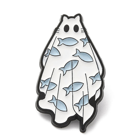 Cat fish ghost enamel pin