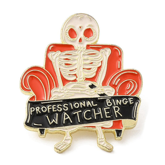 'Professional binge watcher' enamel pin