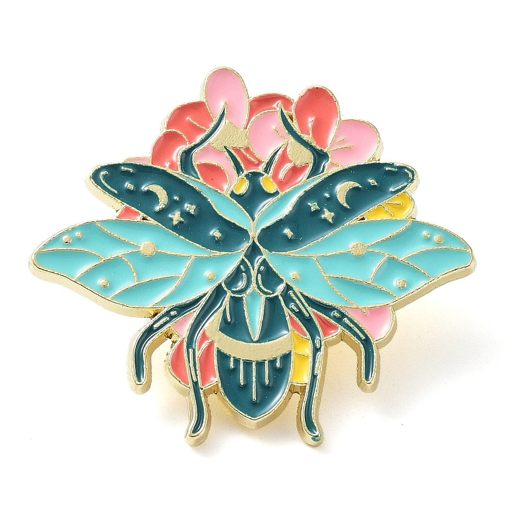 Green beetle enamel pin