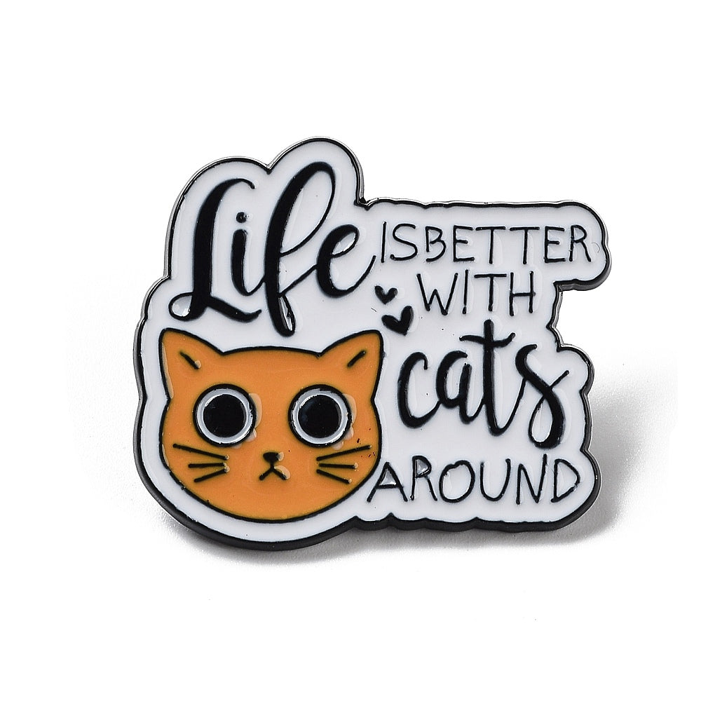 'Life is better with cats around' enamel pin