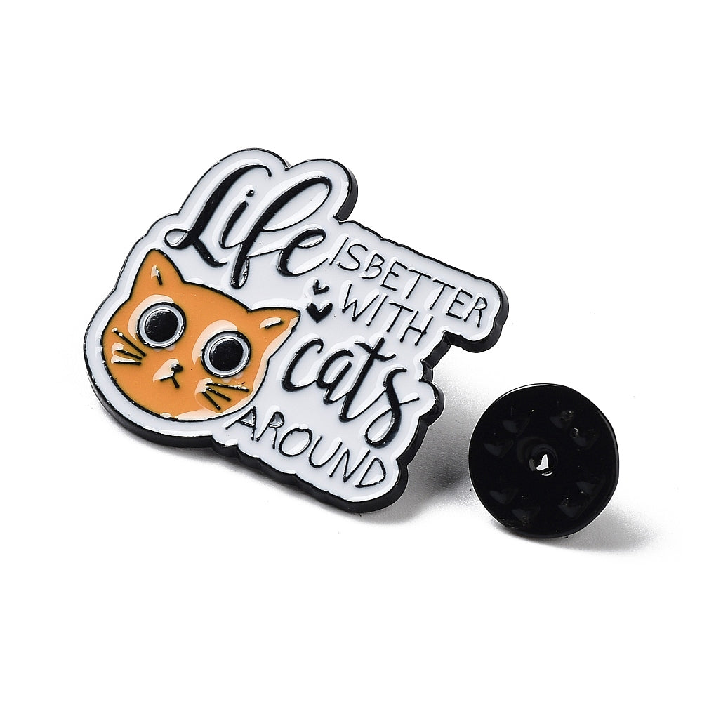 'Life is better with cats around' enamel pin