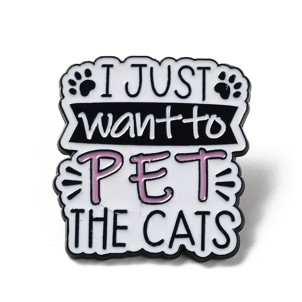 'I just want to pet the cats' enamel pin