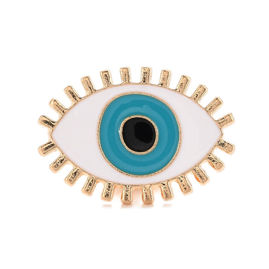 Green blue evil eye enamel pin