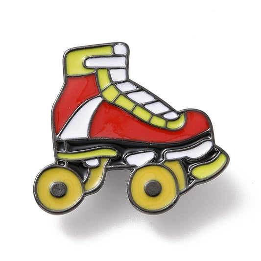 Red roller skates enamel pin